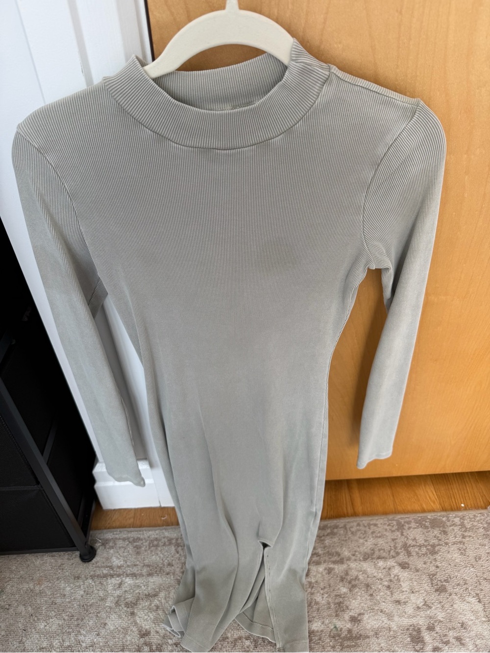 Ribbed Long Sleeve Maxi Dress in Light Sage